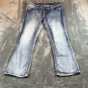 Ariya Women's Jeans Bootcut Size 15/16 Acid Washed Embellished Pockets Mid Rise